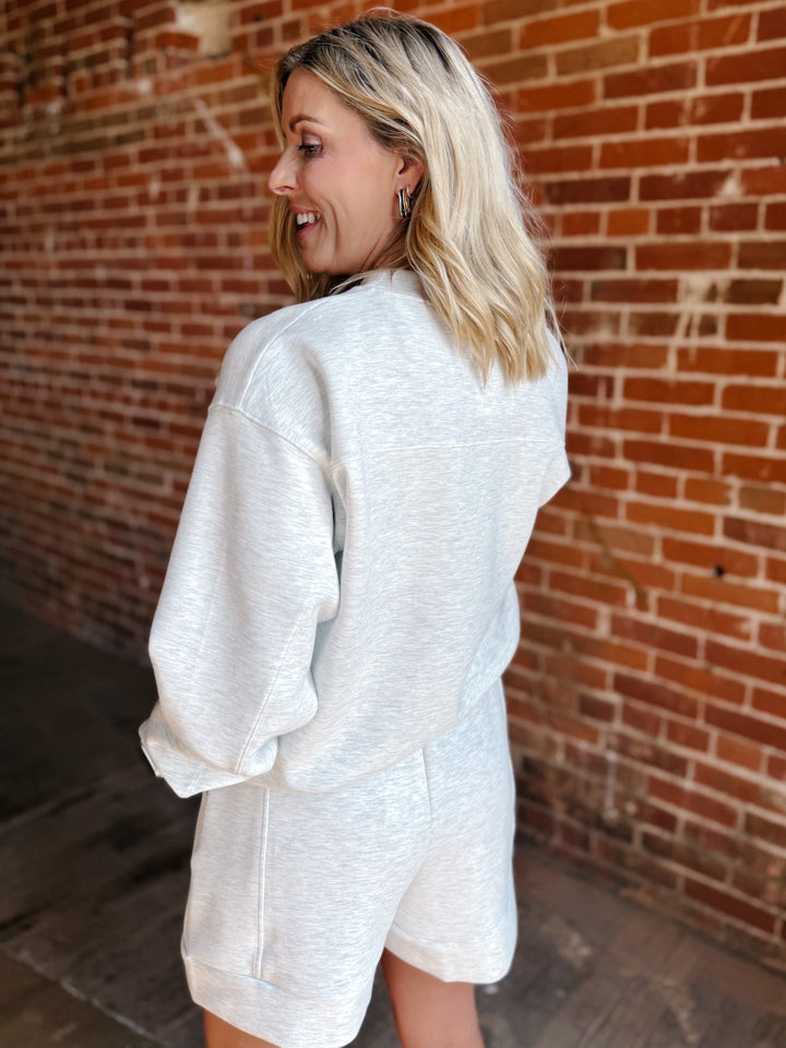 I Feel Good Scuba Pullover, Light Heather Grey