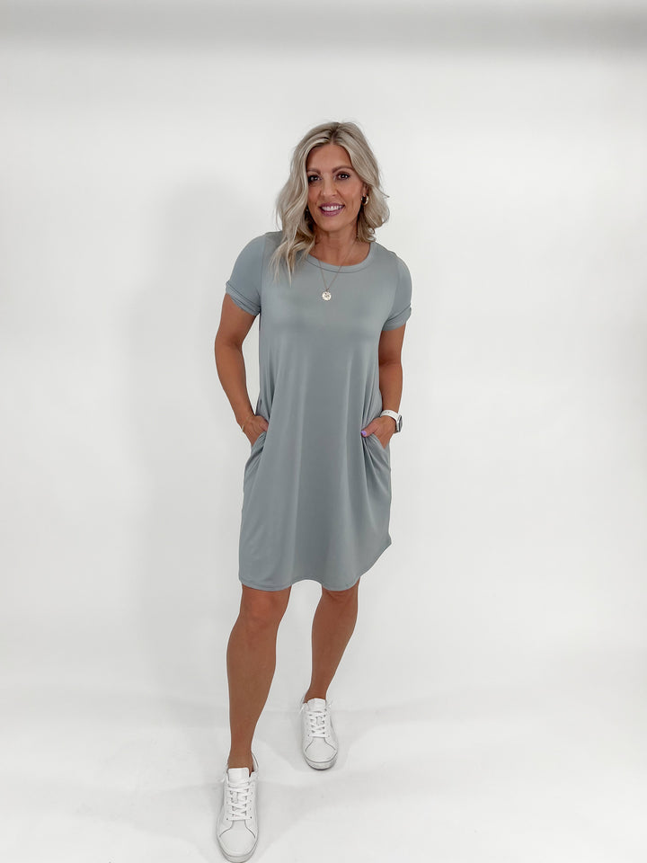 Here for it T-Shirt Dress, Grey