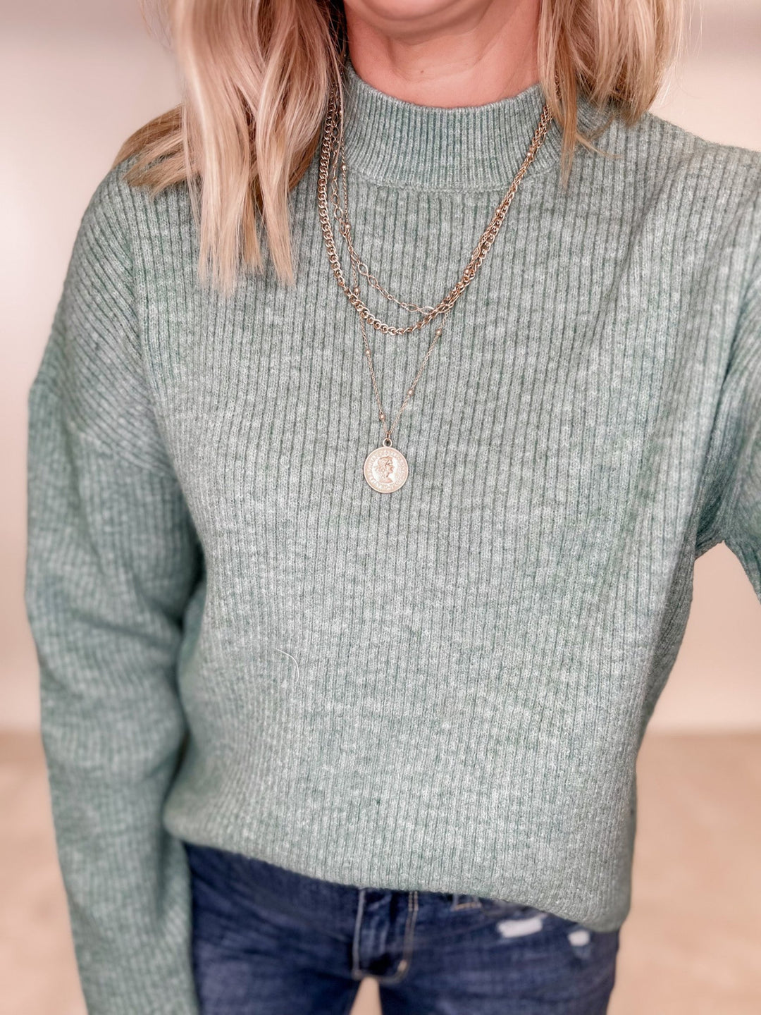 Multi Layered Metal Coin Necklace, Gold