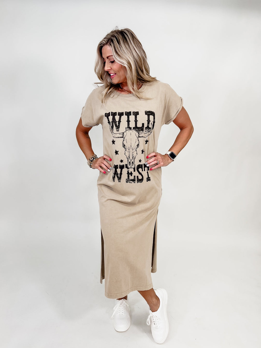 Wild West Maxi T-Shirt Dress, Khaki