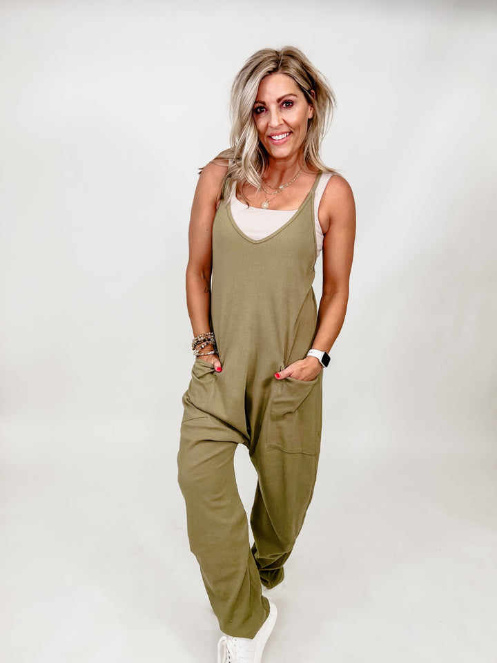 Next Level Ribbed Oversized Jumpsuit, Olive