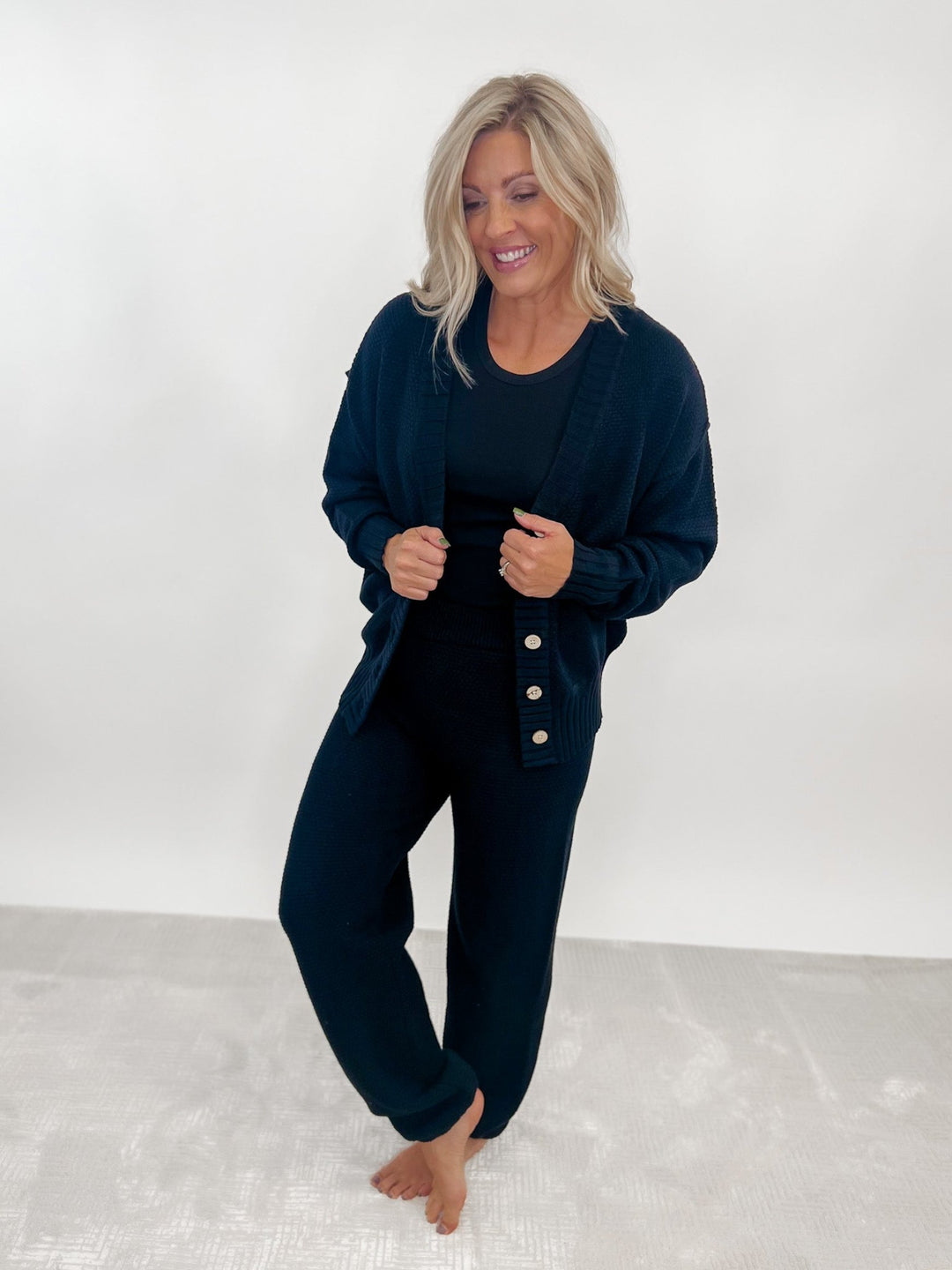 It's Giving Oversized Cardi Sweater Set, Black