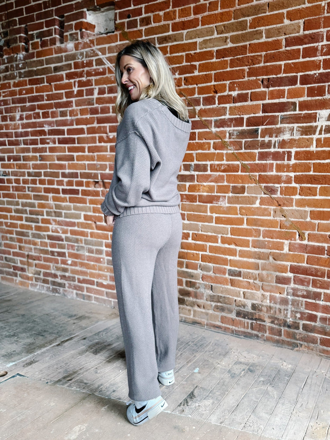 It's Giving Oversized Cardi Sweater Set, Mushroom