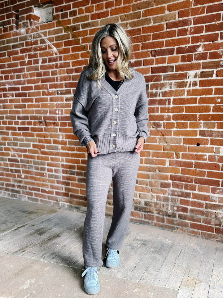 It's Giving Oversized Cardi Sweater Set, Mushroom