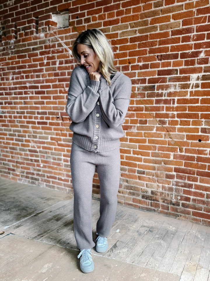 It's Giving Oversized Cardi Sweater Set, Mushroom