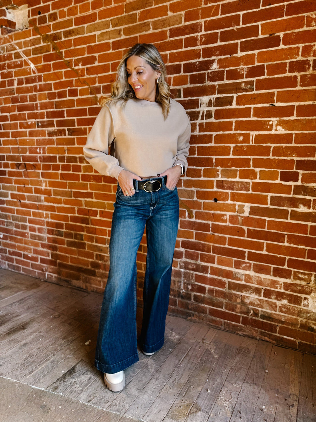 Izzy Inside Out Cropped Sweatshirt, Tan