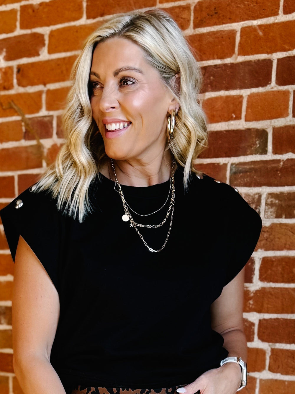 Janae Triple Layer Necklace, Matte Gold