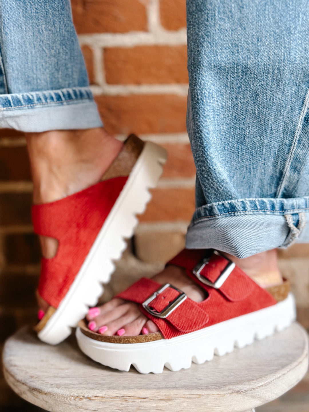 Jazmine Chunky Slip on Sandal, Red