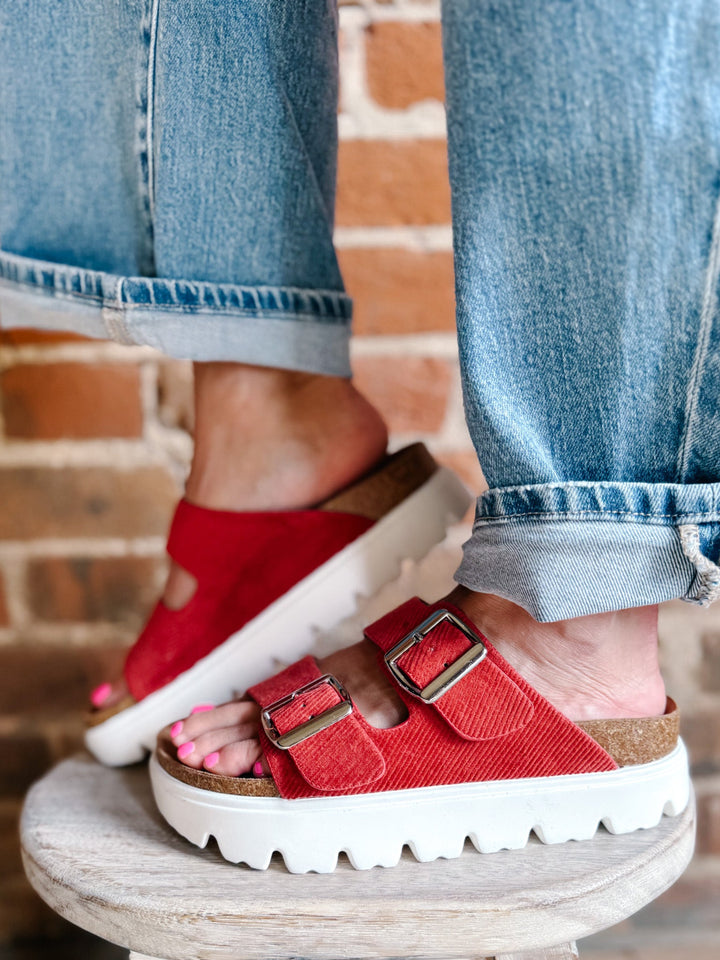 Jazmine Chunky Slip on Sandal, Red