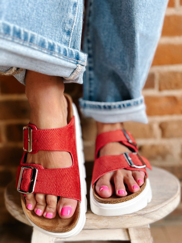 Jazmine Chunky Slip on Sandal, Red