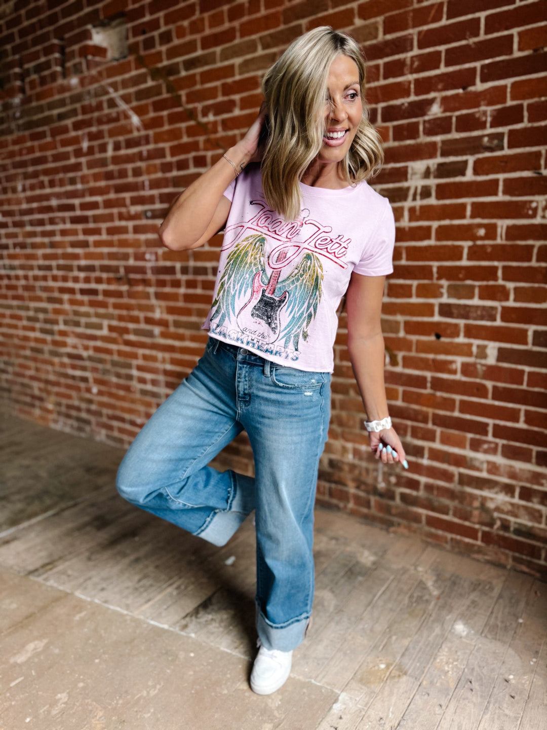 Joan Jett & The Blackhearts Wings Cropped Graphic Tee, Lilac