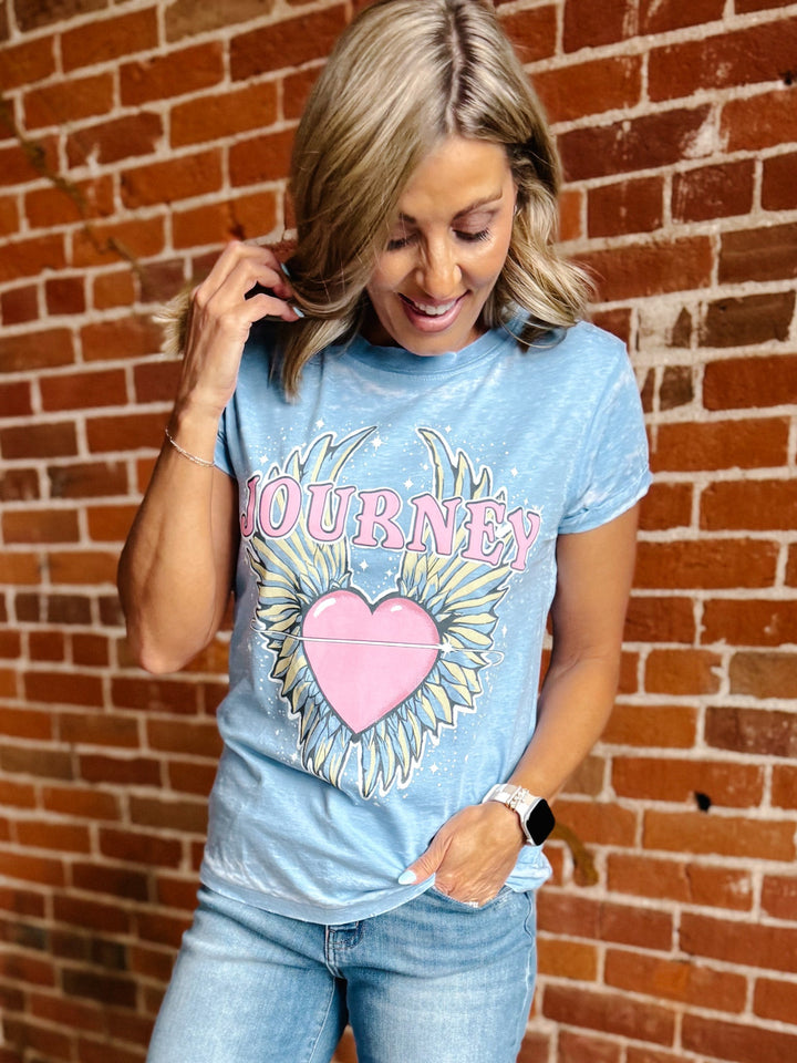 Journey Don't Stop Believin' Burnout Graphic Tee, Washed Blue
