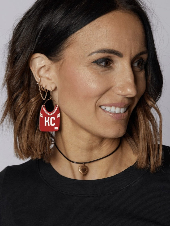 Kansas City Football Jersey Earrings, KC