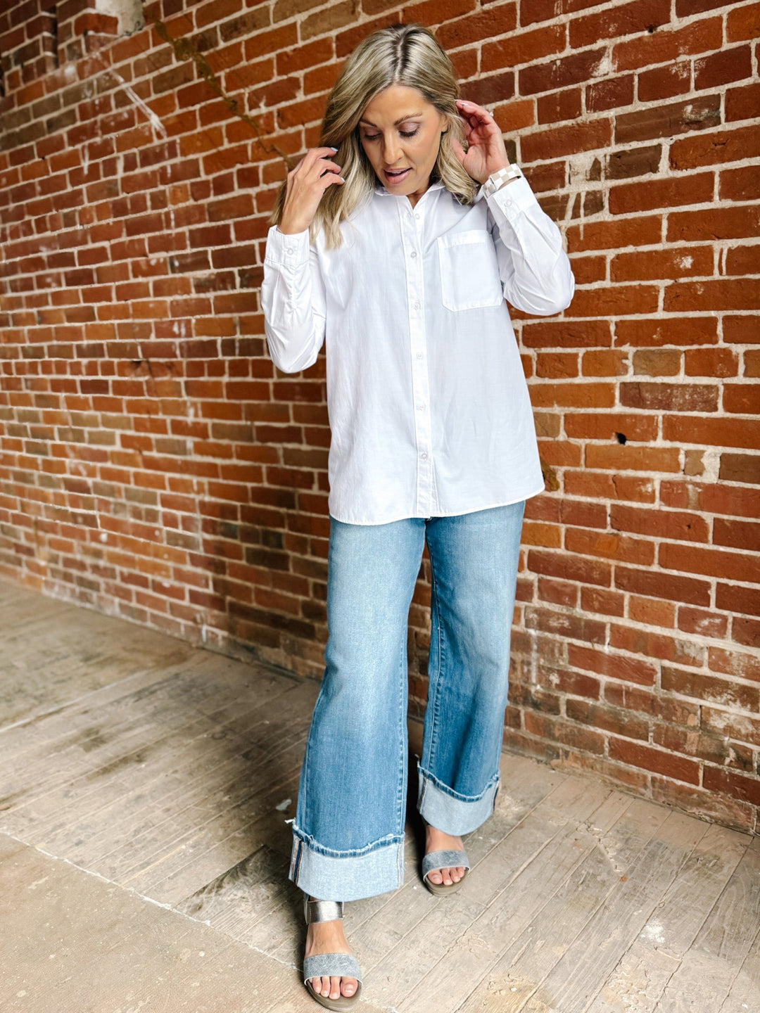 Kaia Classic Button Up, Off White