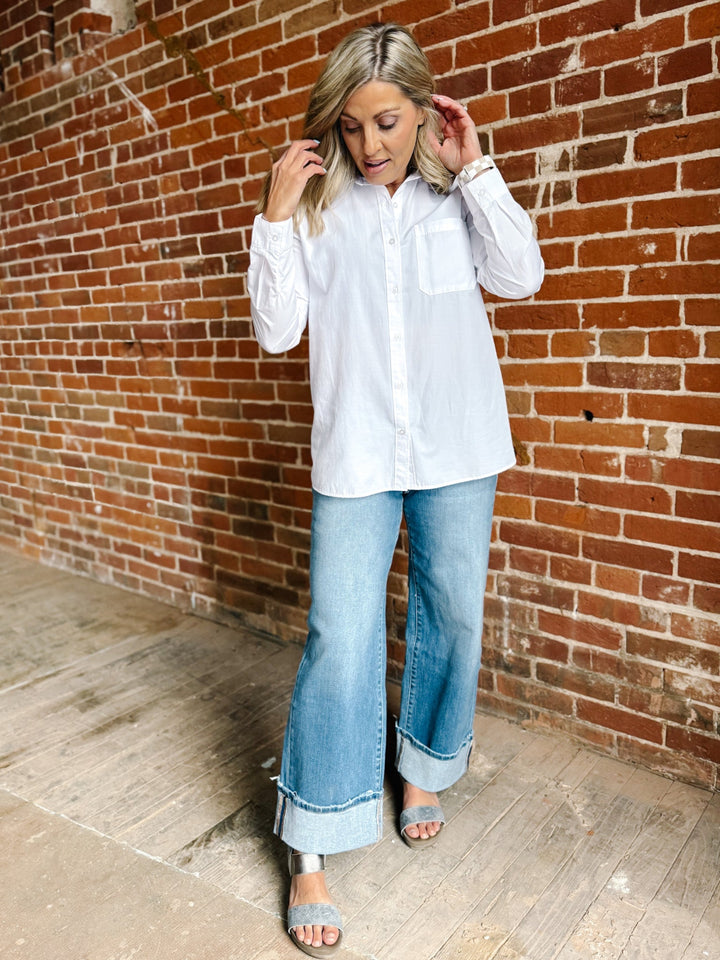 Kaia Classic Button Up, Off White
