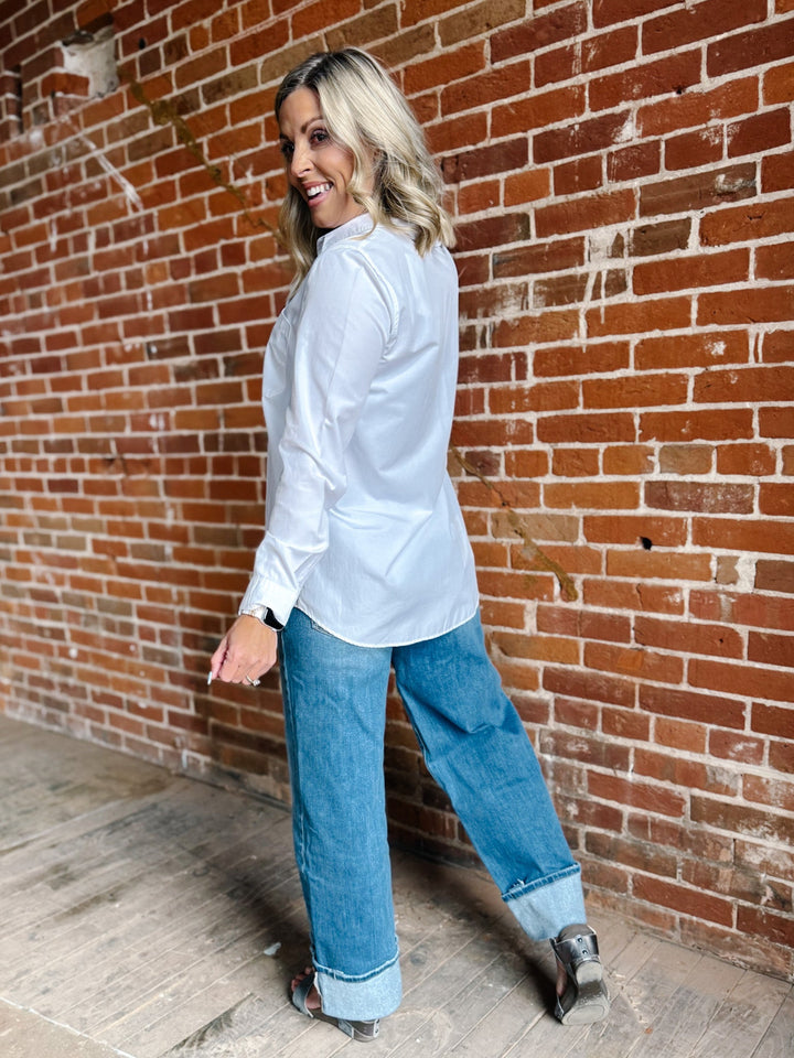 Kaia Classic Button Up, Off White