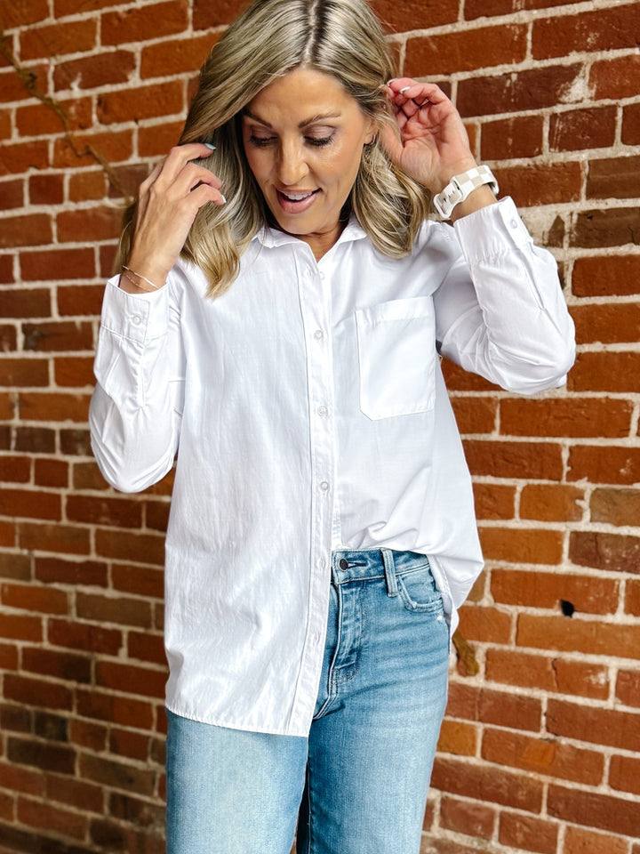 Kaia Classic Button Up, Off White