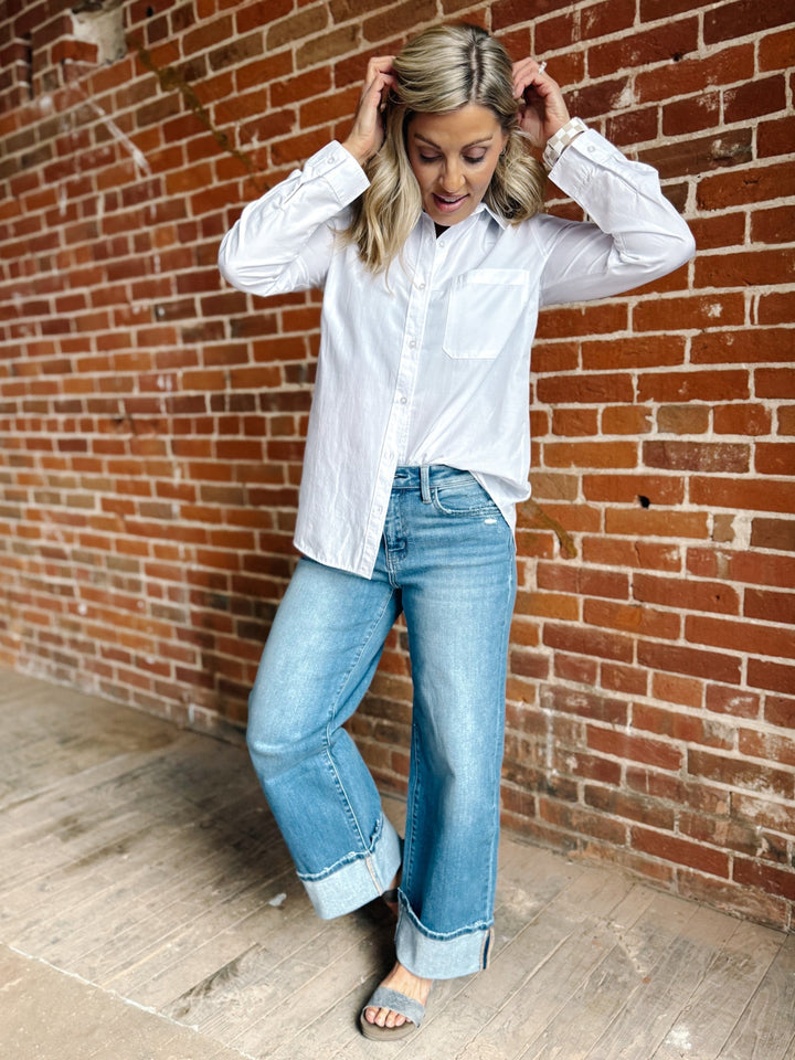 Kaia Classic Button Up, Off White