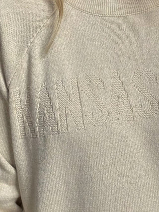 Kansas City Embossed Jacquard Raglan Sweater, Camel