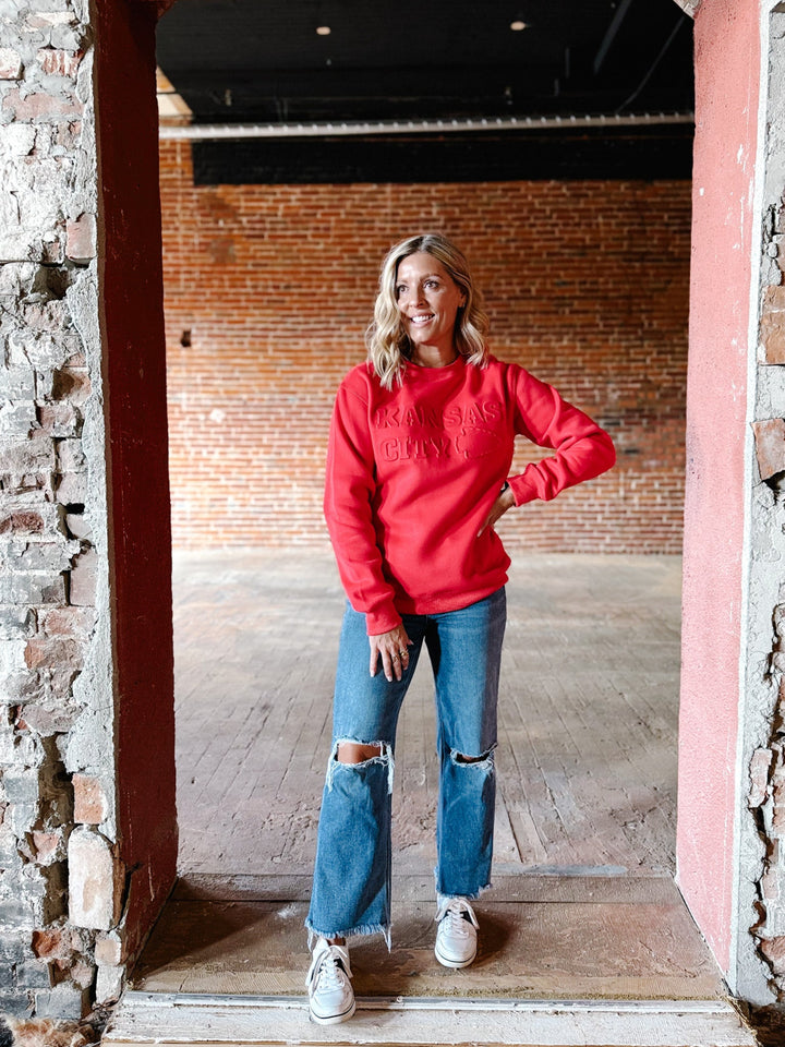 Kansas City Embossed Sweatshirt, Red