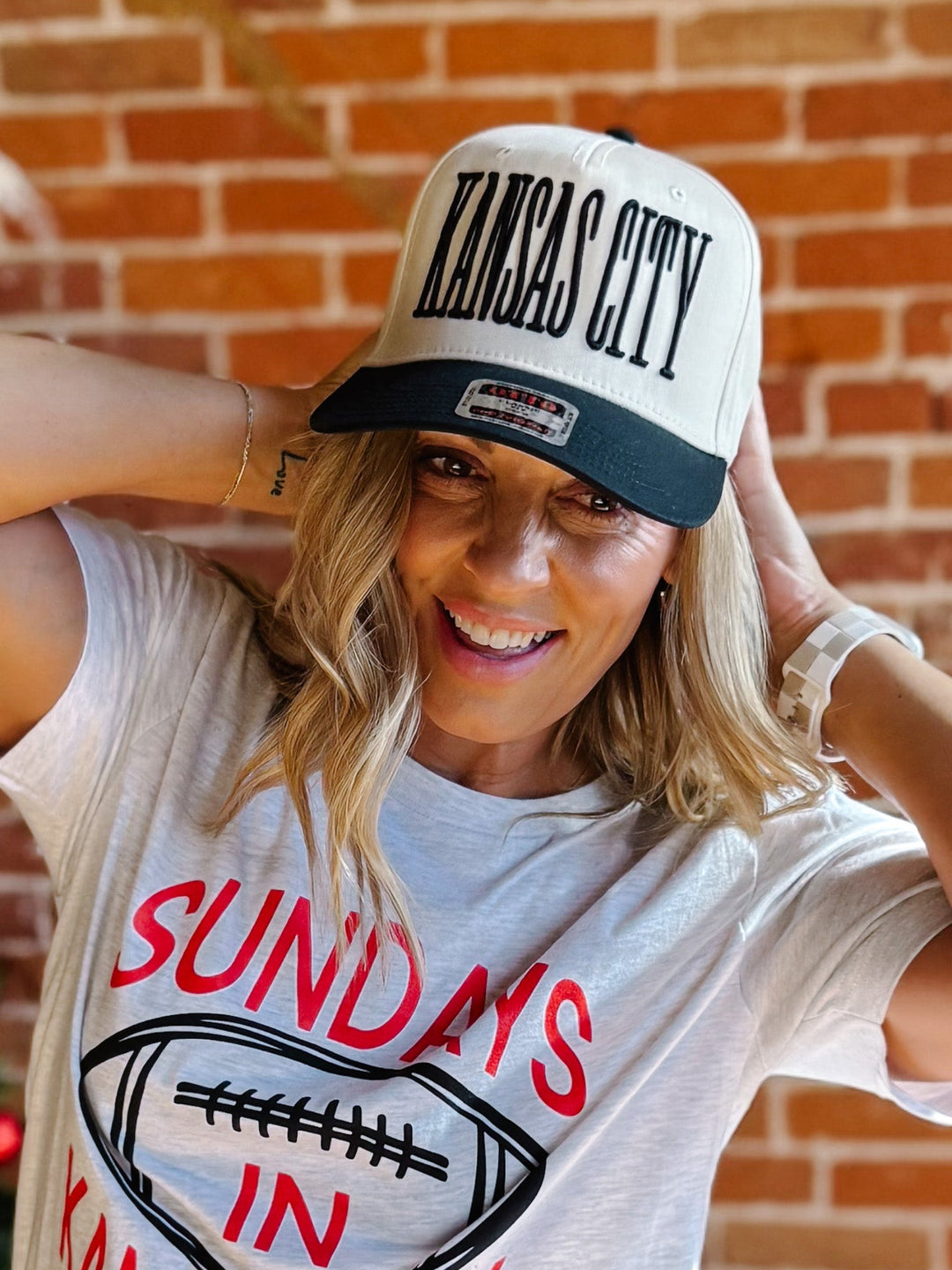 Kansas City Embroidered Canvas Baseball Cap, TanBlack