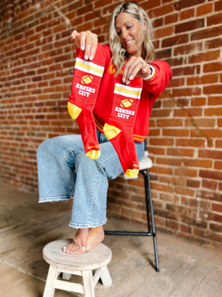 Kansas City Game Day Socks, Red & Gold