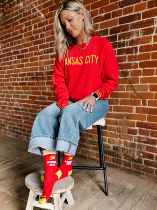 Kansas City Game Day Socks, Red & Gold