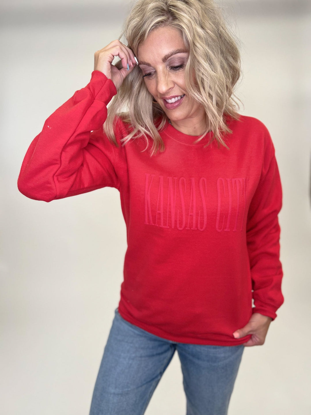 Kansas City Puff Print Sweatshirt, Red