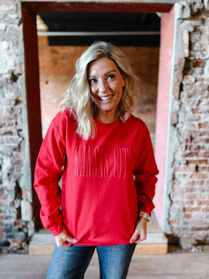 Kansas City Puff Print Sweatshirt, Red