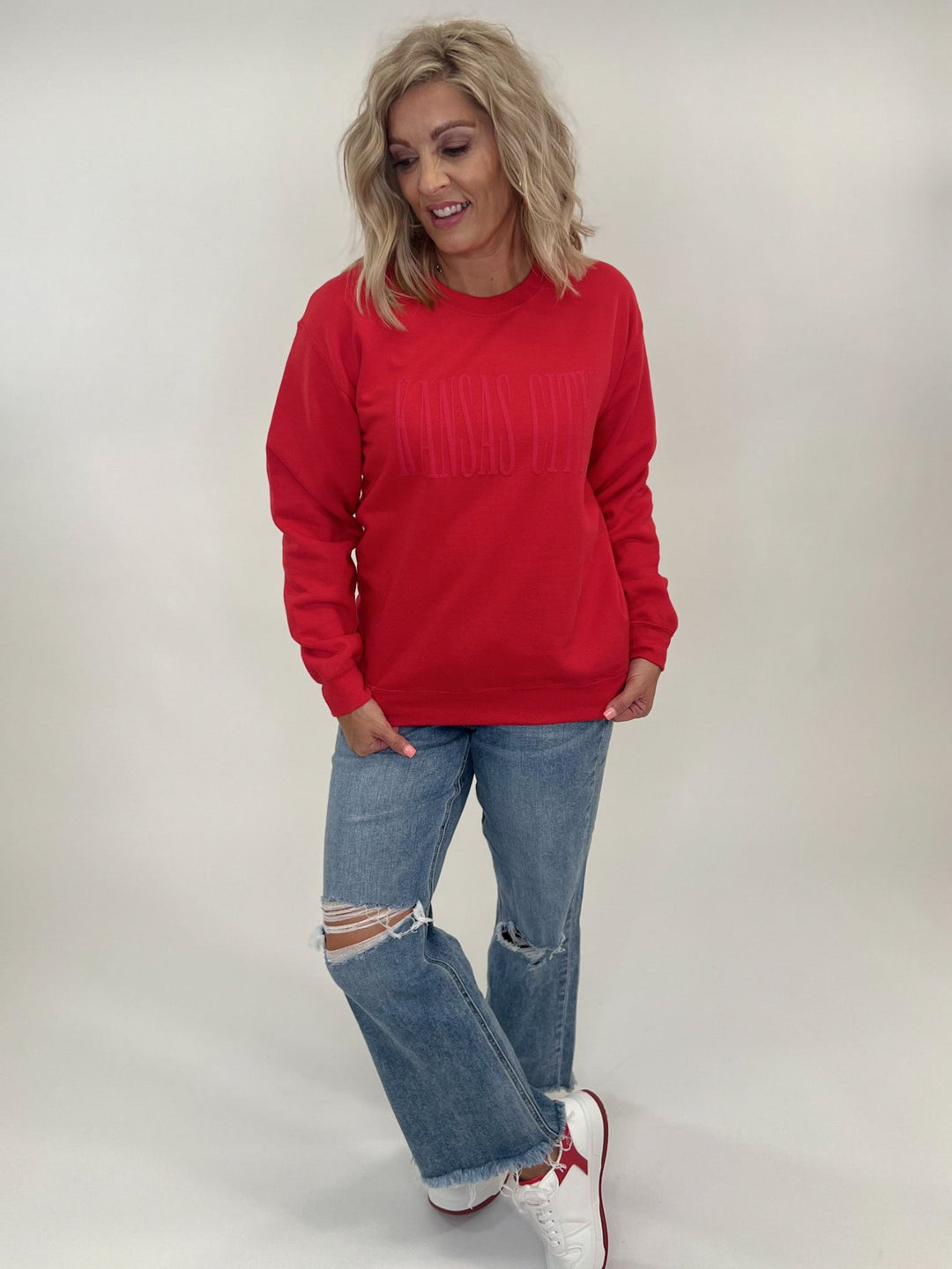 Kansas City Puff Print Sweatshirt, Red