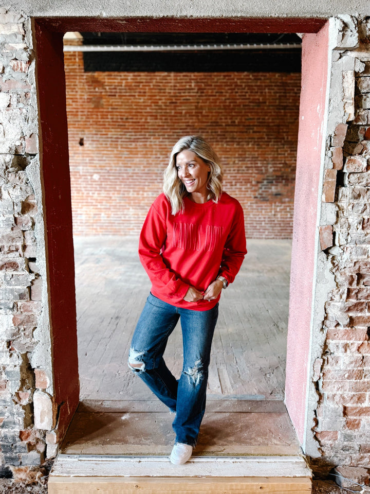 Kansas City Puff Print Sweatshirt, Red