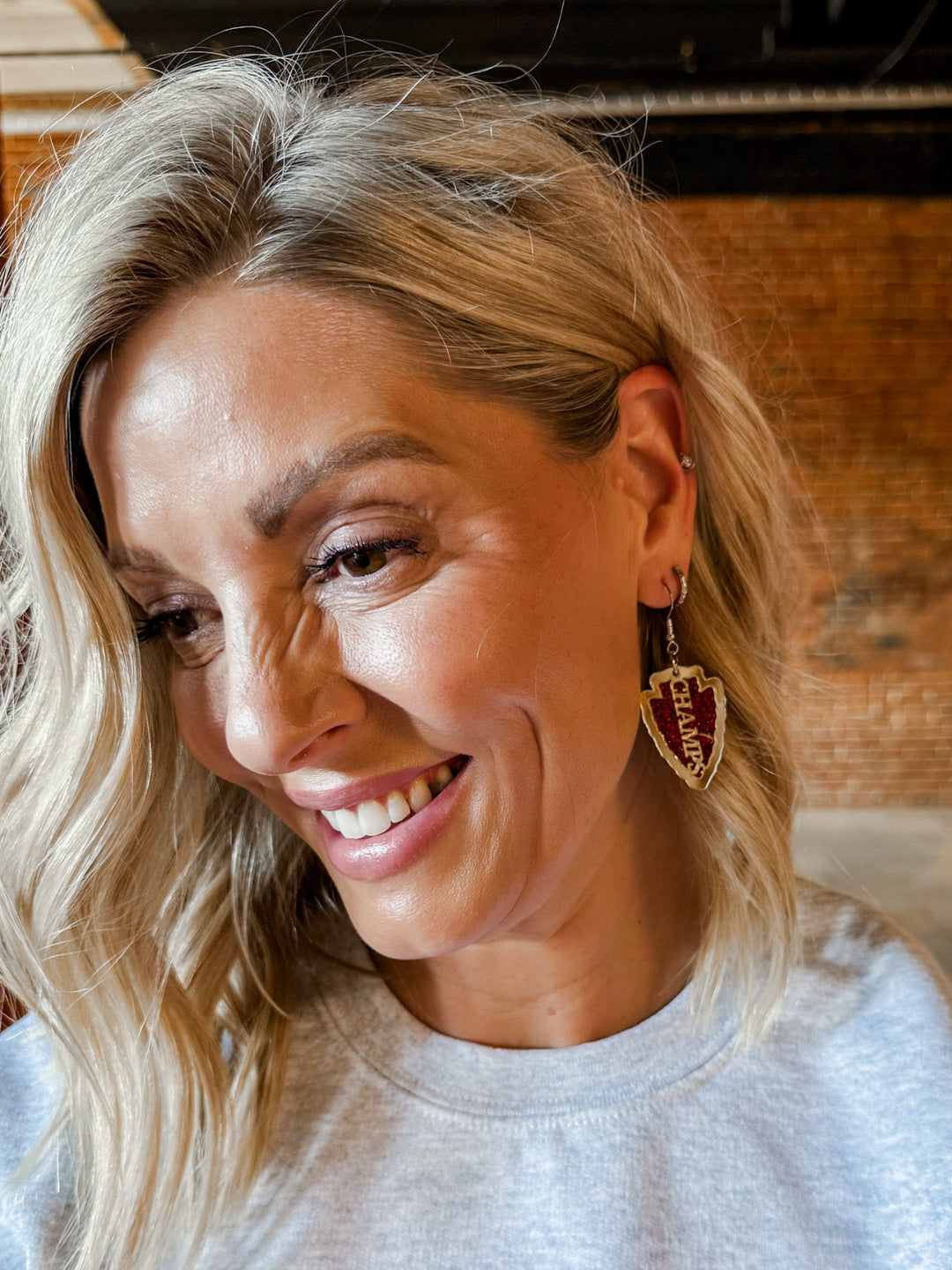 Kansas City Champs Dangle Earrings, Red & Gold