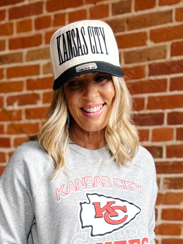 Kansas City Embroidered Canvas Baseball Cap, Tan/Black