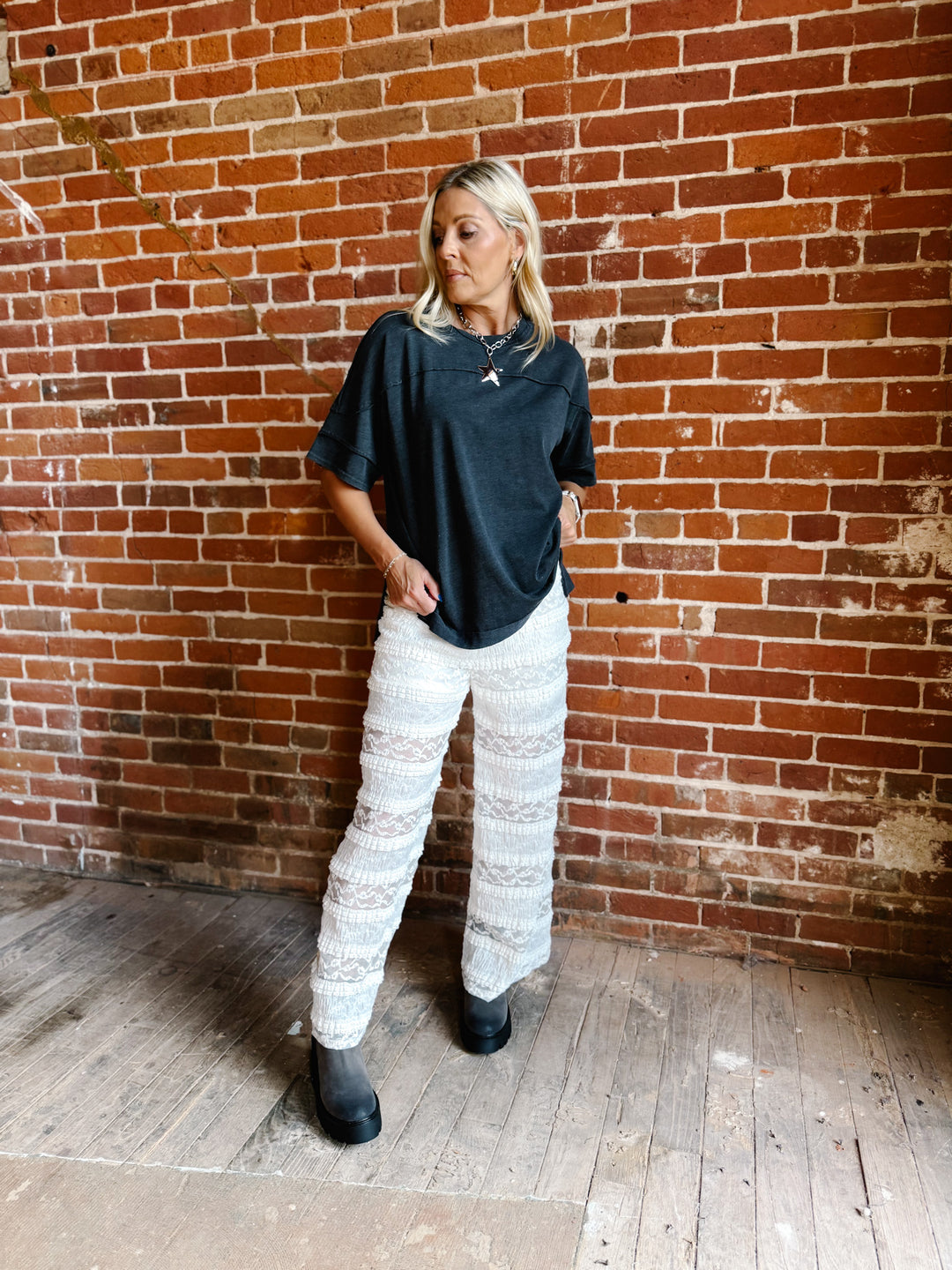 Lace &amp; Grace Wide Leg Pants