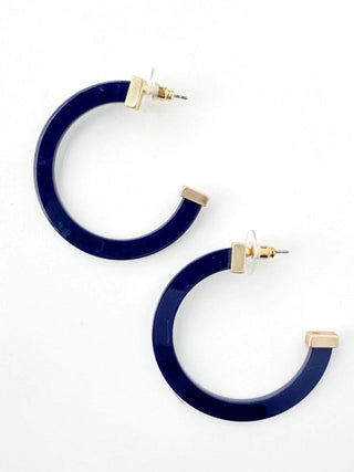 Large Acrylic Hoop Earring, Navy
