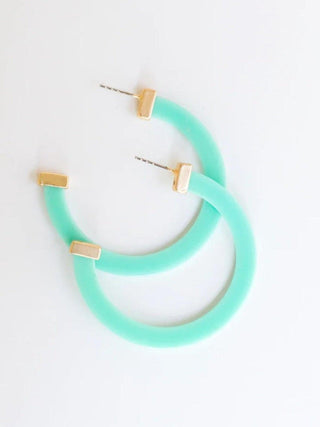 Large Acrylic Hoop Earring, Teal
