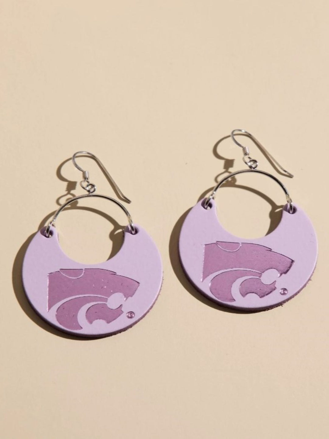 Lavender Kansas State University Wildcat Nina Earrings, Gold