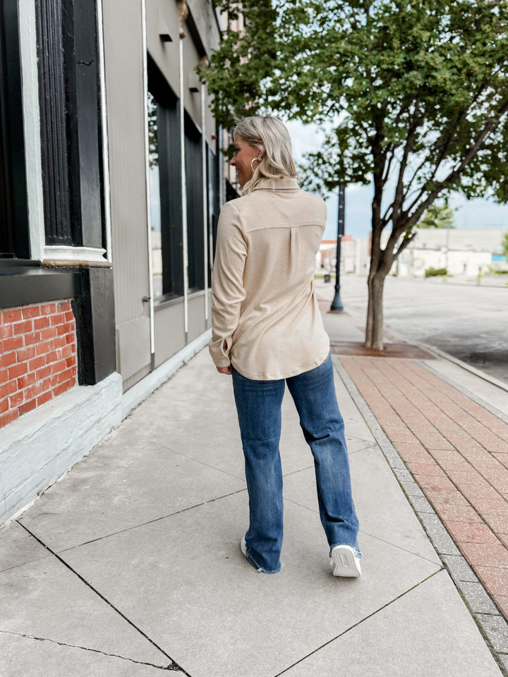 Lewis Button Up, Iced Coffee Striped