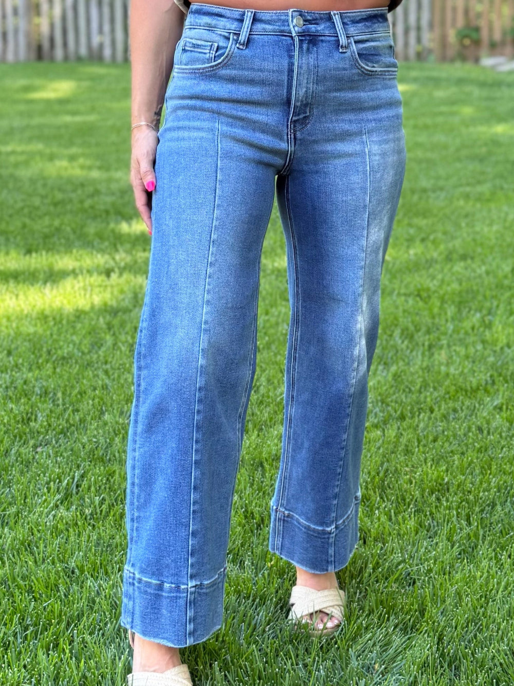 Line Them Up Pintuck Wide Leg Jeans by Vervet