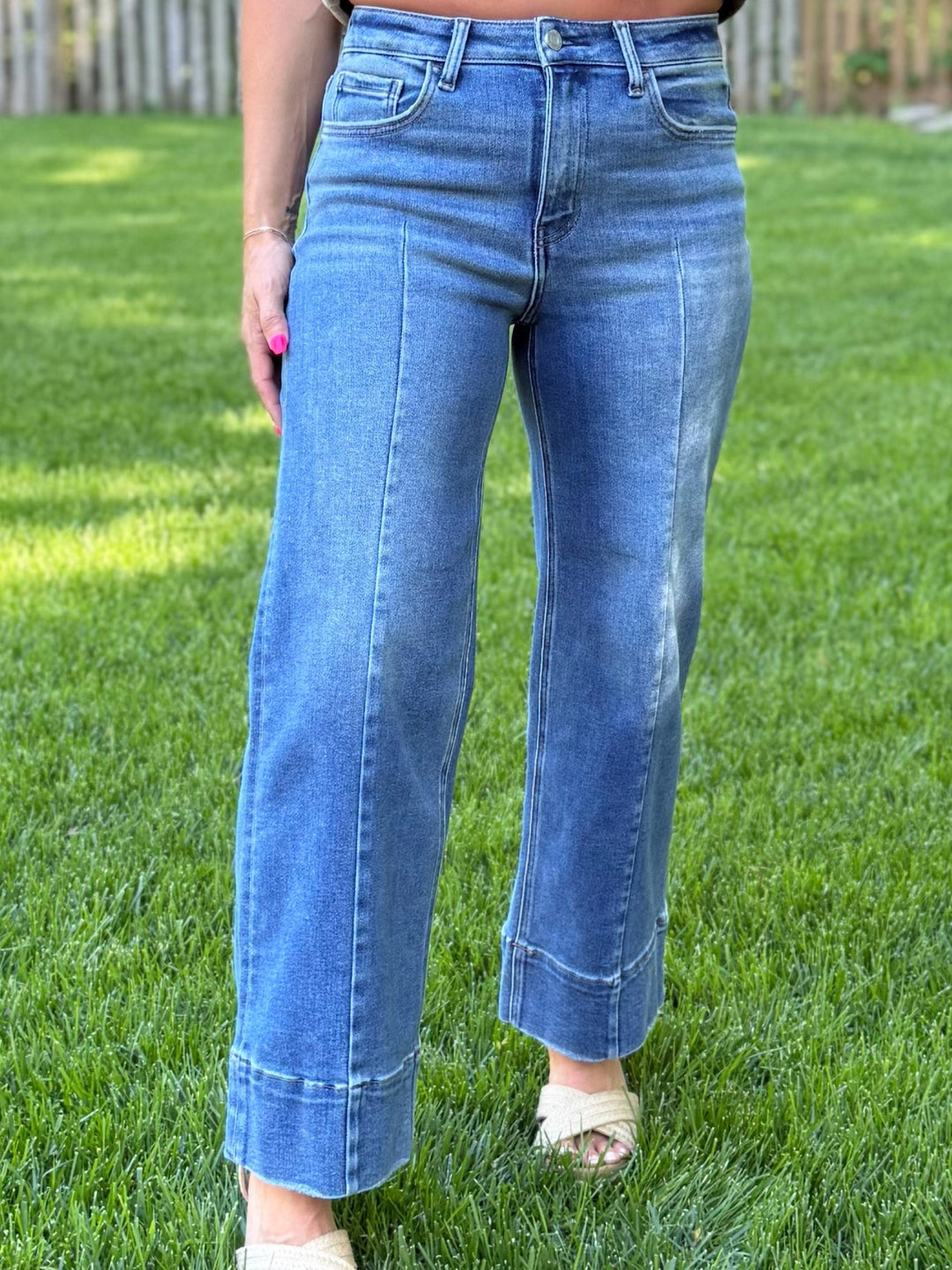 Line Them Up Pintuck Wide Leg Jeans by Vervet