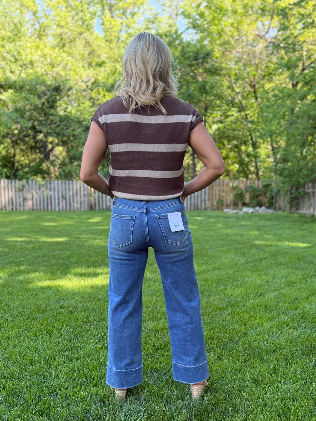 Line Them Up Pintuck Wide Leg Jeans by Vervet