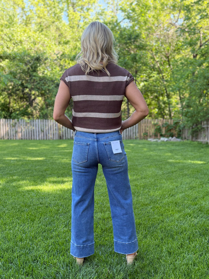 Line Them Up Pintuck Wide Leg Jeans by Vervet