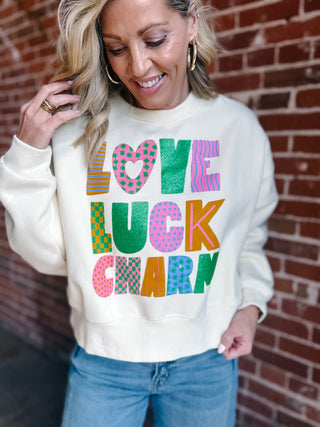 Love Luck Charm Graphic Crop Sweatshirt
