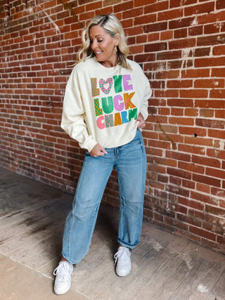 Love Luck Charm Graphic Crop Sweatshirt