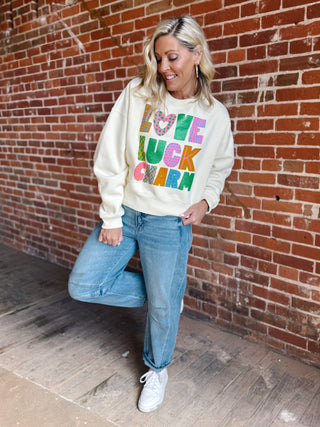 Love Luck Charm Graphic Crop Sweatshirt
