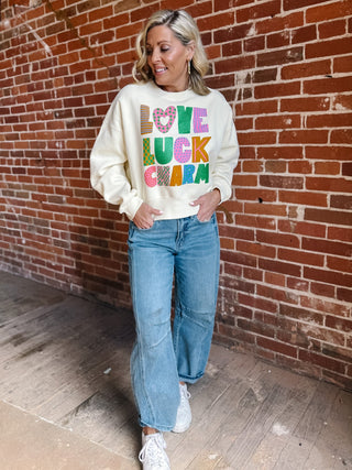 Love Luck Charm Graphic Crop Sweatshirt