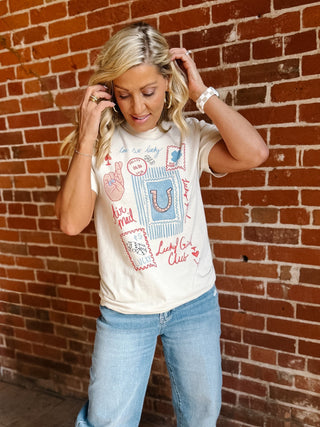 Lucky Girl Club Graphic Tee, Ivory