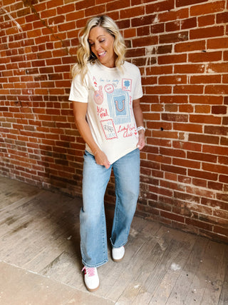 Lucky Girl Club Graphic Tee, Ivory