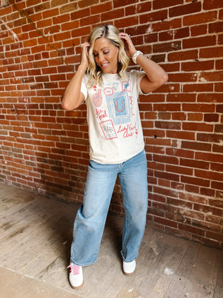 Lucky Girl Club Graphic Tee, Ivory