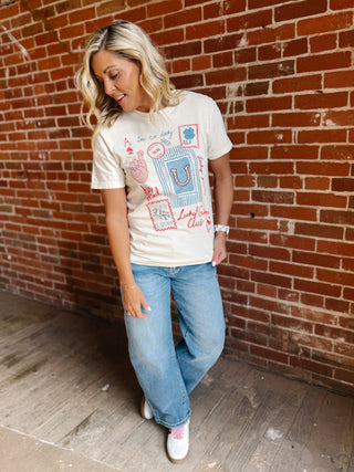 Lucky Girl Club Graphic Tee, Ivory